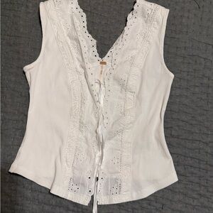 Free People White Eyelet Lace Tank Top